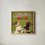 Double Chihuahua Crop Los Angeles by Ryan Fowler. Shown in a natural wood glass frame for a timeless modern aesthetic. Available as an archival giclee rolled canvas, fine art paper, or poster print. SKU 32991a.