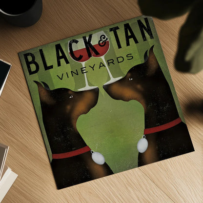 Double Doberman Vineyards by Ryan Fowler. Shown as a detailed flat fine art print, highlighting archival giclee quality. Available as an archival giclee rolled canvas, fine art paper, or poster print. SKU 22888a.