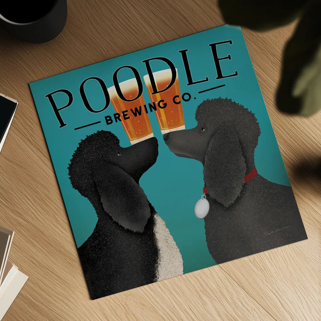 Double Poodle Brewing by Ryan Fowler. Shown as a detailed flat fine art print, highlighting archival giclee quality. Available as an archival giclee rolled canvas, fine art paper, or poster print. SKU 79453a.