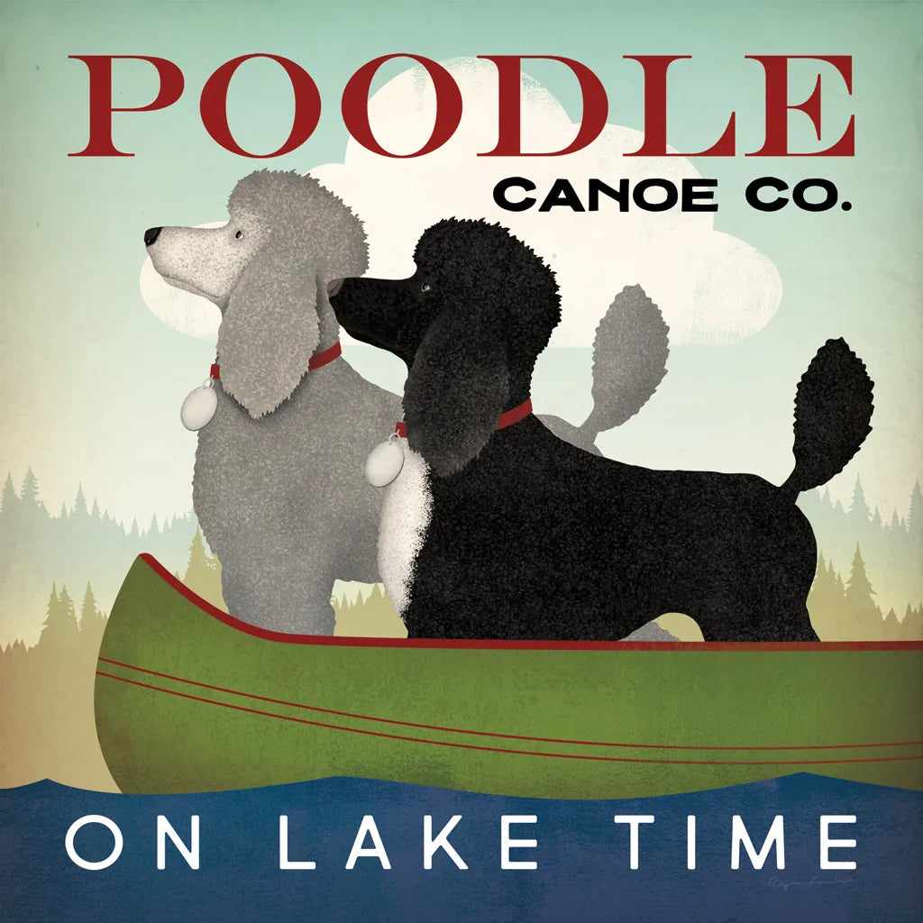 Double Poodle Canoe by Ryan Fowler. SKU 79450a. Archival Giclee Fine art print for wall decor.