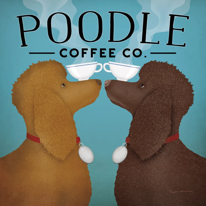 Double Poodle Coffee by Ryan Fowler. SKU 79452a. Archival Giclee Fine art print for wall decor.