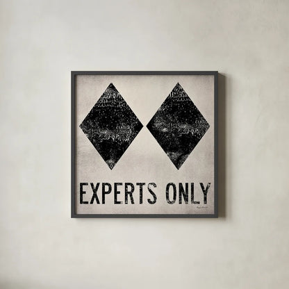 Experts Only White by Ryan Fowler. Shown in a sleek black glass frame for a contemporary gallery look. Available as an archival giclee rolled canvas, fine art paper, or poster print. SKU 11343a.