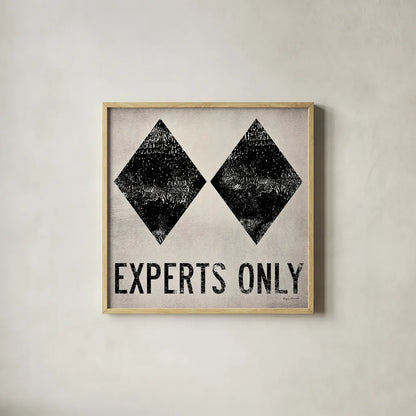 Experts Only White by Ryan Fowler. Shown in a natural wood glass frame for a timeless modern aesthetic. Available as an archival giclee rolled canvas, fine art paper, or poster print. SKU 11343a.