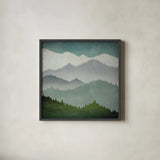 First Snow by Ryan Fowler. Shown in a sleek black glass frame for a contemporary gallery look. Available as an archival giclee rolled canvas, fine art paper, or poster print. SKU 18379a.
