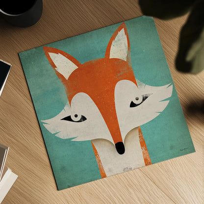 Fox by Ryan Fowler. Shown as a detailed flat fine art print, highlighting archival giclee quality. Available as an archival giclee rolled canvas, fine art paper, or poster print. SKU 15229a.