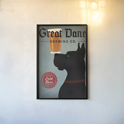 Great Dane Brewing Co by Ryan Fowler. shown as a paper print in a black flame. Available as a archival giclee rolled canvas, fine art paper, or poster print. SKU 15983h.