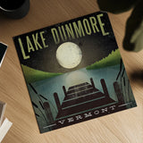 Lake Dunmore Dock Yellow by Ryan Fowler. Shown as a detailed flat fine art print, highlighting archival giclee quality. Available as an archival giclee rolled canvas, fine art paper, or poster print. SKU 27785a.