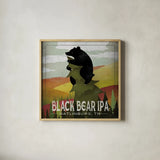 Leaf Peeper Black Bear IPA by Ryan Fowler. Shown in a natural wood glass frame for a timeless modern aesthetic. Available as an archival giclee rolled canvas, fine art paper, or poster print. SKU 30844a.