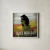 Leaf Peeper Black Bear IPA by Ryan Fowler. Shown in a crisp white glass frame for a clean and minimalist style. Available as an archival giclee rolled canvas, fine art paper, or poster print. SKU 30844a.