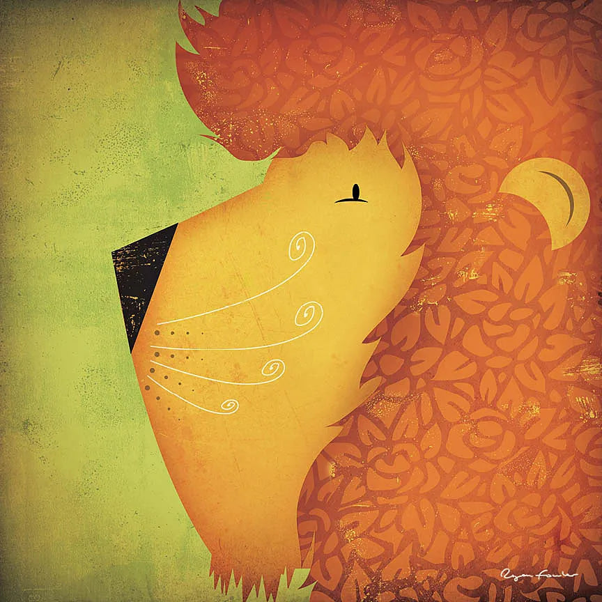 Lion Wow by Ryan Fowler. SKU 12202a. Archival Giclee Fine art print for wall decor.
