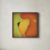 Lion Wow by Ryan Fowler. Shown in a sleek black glass frame for a contemporary gallery look. Available as an archival giclee rolled canvas, fine art paper, or poster print. SKU 12202a.