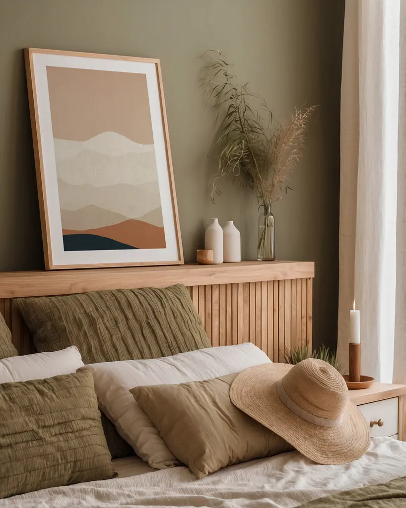 Mojave Mountains Crop by Ryan Fowler. shown as a paper print in a natural frame. Available as a archival giclee rolled canvas, fine art paper, or poster print. SKU 57930h.