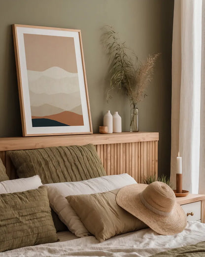 Mojave Mountains Crop by Ryan Fowler. shown as a paper print in a natural frame. Available as a archival giclee rolled canvas, fine art paper, or poster print. SKU 57930h.