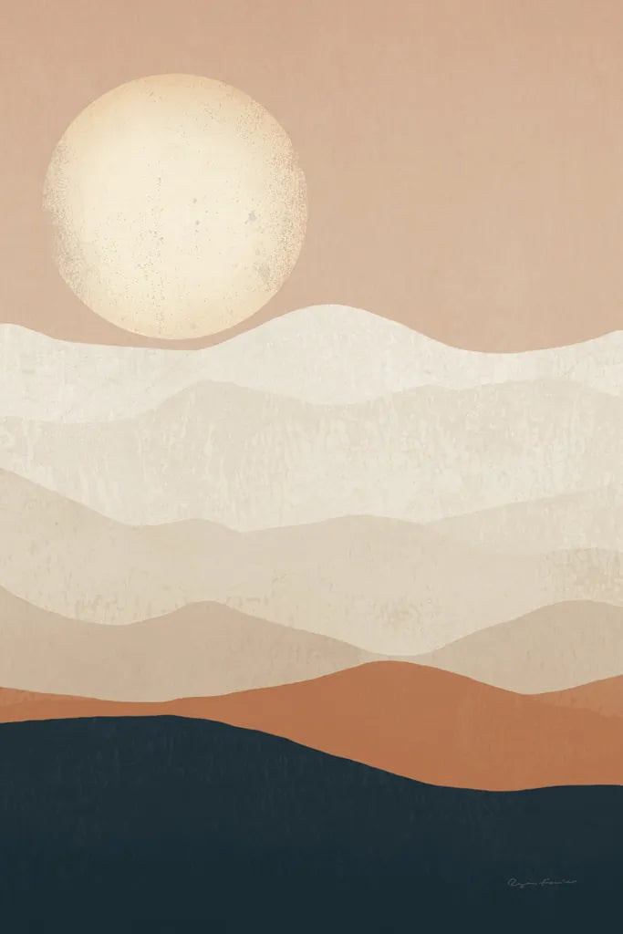 Mojave Mountains and Moon Crop by Ryan Fowler. SKU 57931h. Archival Giclee Fine art print for wall decor.