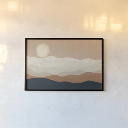 Mojave Mountains and Moon Crop by Ryan Fowler. shown as a paper print in a black flame. Available as a archival giclee rolled canvas, fine art paper, or poster print. SKU 57931i.