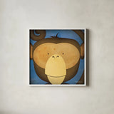 Monkey Wow by Ryan Fowler. Shown in a crisp white glass frame for a clean and minimalist style. Available as an archival giclee rolled canvas, fine art paper, or poster print. SKU 12203a.