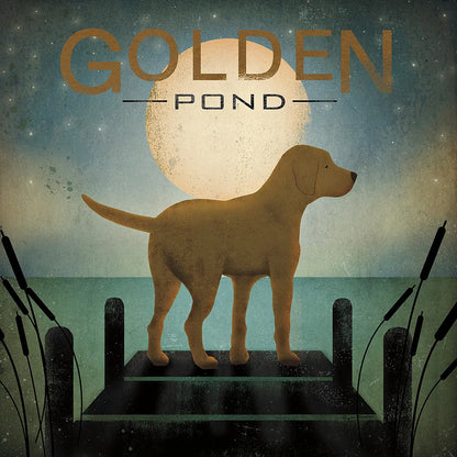 Moonrise Yellow Dog - Golden Pond by Ryan Fowler. SKU 11453a. Archival Giclee Fine art print for wall decor.