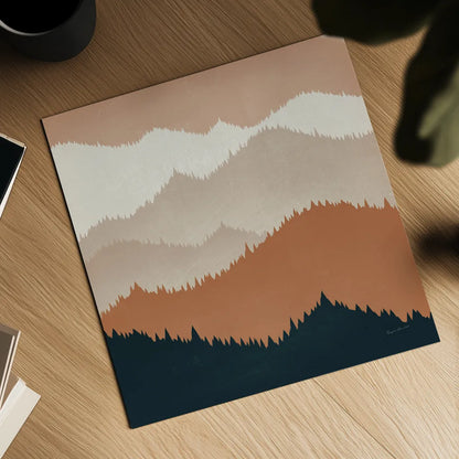 Mountain View Terra Cotta by Ryan Fowler. Shown as a detailed flat fine art print, highlighting archival giclee quality. Available as an archival giclee rolled canvas, fine art paper, or poster print. SKU 55570a.