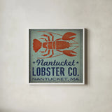 Nantucket Lobster Square by Ryan Fowler. Shown in a crisp white glass frame for a clean and minimalist style. Available as an archival giclee rolled canvas, fine art paper, or poster print. SKU 15012a.