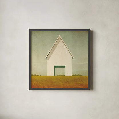 Ohio Barn Crop by Ryan Fowler. Shown in a sleek black glass frame for a contemporary gallery look. Available as an archival giclee rolled canvas, fine art paper, or poster print. SKU 58424a.