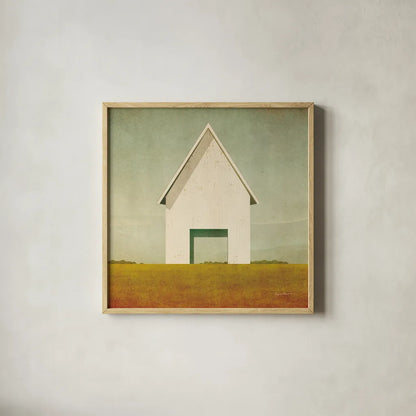 Ohio Barn Crop by Ryan Fowler. Shown in a natural wood glass frame for a timeless modern aesthetic. Available as an archival giclee rolled canvas, fine art paper, or poster print. SKU 58424a.