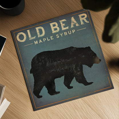 Old Bear by Ryan Fowler. Shown as a detailed flat fine art print, highlighting archival giclee quality. Available as an archival giclee rolled canvas, fine art paper, or poster print. SKU 13358a.