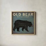 Old Bear by Ryan Fowler. Shown in a natural wood glass frame for a timeless modern aesthetic. Available as an archival giclee rolled canvas, fine art paper, or poster print. SKU 13358a.