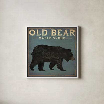 Old Bear by Ryan Fowler. Shown in a crisp white glass frame for a clean and minimalist style. Available as an archival giclee rolled canvas, fine art paper, or poster print. SKU 13358a.
