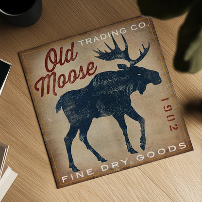 Old Moose Trading Co Tan - Dry Goods by Ryan Fowler. Shown as a detailed flat fine art print, highlighting archival giclee quality. Available as an archival giclee rolled canvas, fine art paper, or poster print. SKU 35413a.