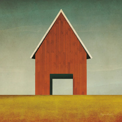 Orange Barn Summer Crop by Ryan Fowler. SKU 77627a. Archival Giclee Fine art print for wall decor.