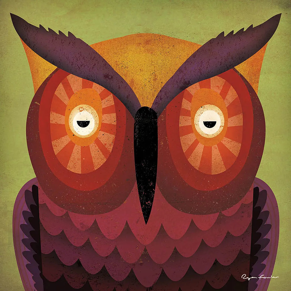 Owl Wow by Ryan Fowler. SKU 15226a. Archival Giclee Fine art print for wall decor.