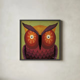Owl Wow by Ryan Fowler. Shown in a sleek black glass frame for a contemporary gallery look. Available as an archival giclee rolled canvas, fine art paper, or poster print. SKU 15226a.
