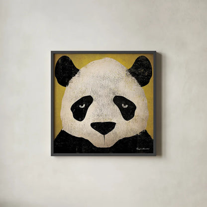 Panda by Ryan Fowler. Shown in a sleek black glass frame for a contemporary gallery look. Available as an archival giclee rolled canvas, fine art paper, or poster print. SKU 14806a.