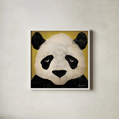 Panda by Ryan Fowler. Shown in a crisp white glass frame for a clean and minimalist style. Available as an archival giclee rolled canvas, fine art paper, or poster print. SKU 14806a.