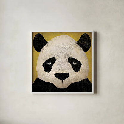 Panda by Ryan Fowler. Shown in a crisp white glass frame for a clean and minimalist style. Available as an archival giclee rolled canvas, fine art paper, or poster print. SKU 15228a.