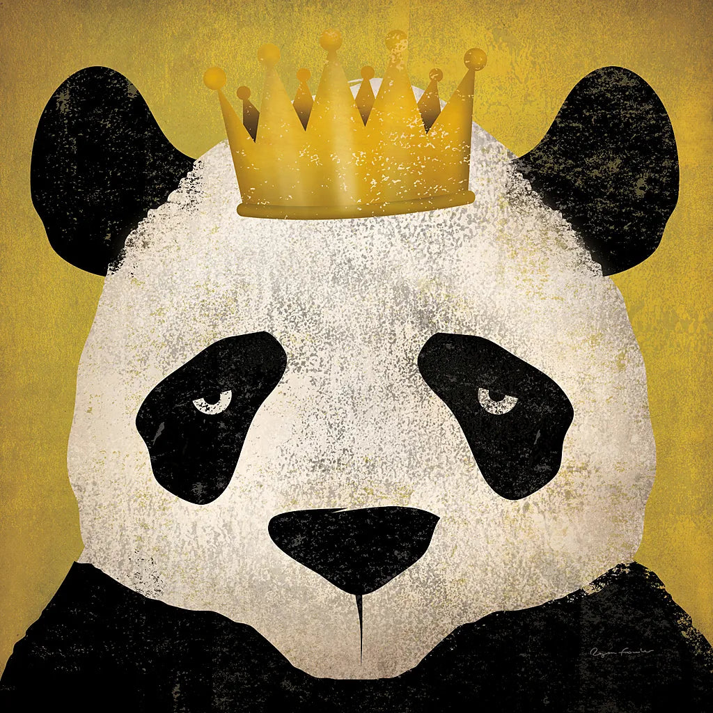 Panda with Crown by Ryan Fowler. SKU 35509a. Archival Giclee Fine art print for wall decor.