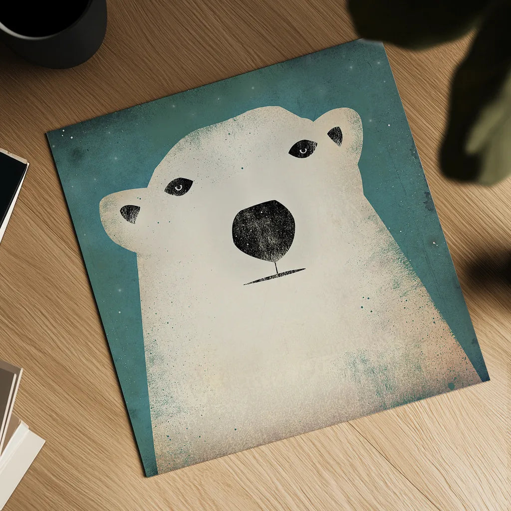 Polar Bear by Ryan Fowler. Shown as a detailed flat fine art print, highlighting archival giclee quality. Available as an archival giclee rolled canvas, fine art paper, or poster print. SKU 11614a.