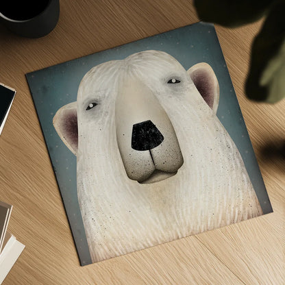 Polar Bear Wow by Ryan Fowler. Shown as a detailed flat fine art print, highlighting archival giclee quality. Available as an archival giclee rolled canvas, fine art paper, or poster print. SKU 12201a.
