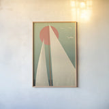 Sails III by Ryan Fowler. shown as a paper print in a natural frame. Available as a archival giclee rolled canvas, fine art paper, or poster print. SKU 24555h.