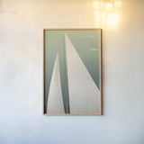 Sails IV by Ryan Fowler. shown as a paper print in a natural frame. Available as a archival giclee rolled canvas, fine art paper, or poster print. SKU 24556h.