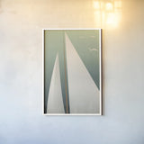 Sails IV by Ryan Fowler. shown as a paper print in a white frame. Available as a archival giclee rolled canvas, fine art paper, or poster print. SKU 24556h.