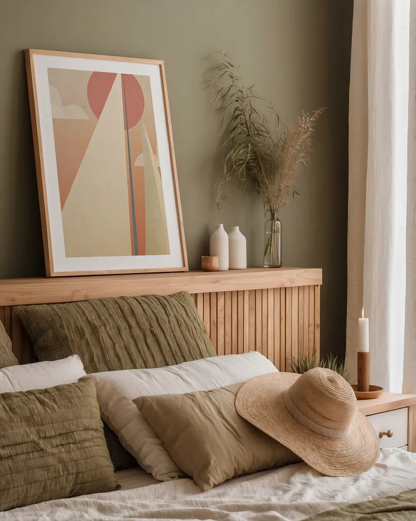 Sails VI by Ryan Fowler. shown as a paper print in a natural frame. Available as a archival giclee rolled canvas, fine art paper, or poster print. SKU 25669h.