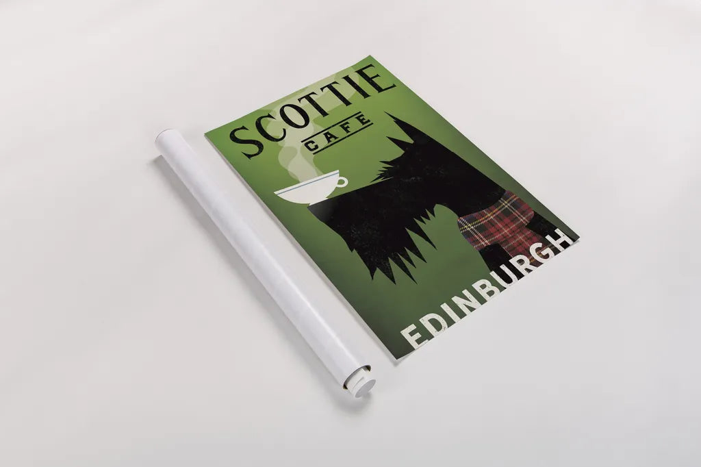Scottie Cafe by Ryan Fowler. shown as a rolled paper print. Available as archival giclee rolled canvas, fine art paper, or poster print. SKU 34882h.