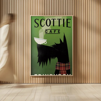 Scottie Cafe by Ryan Fowler. shown as over sized large wall art. Available as an archival giclee rolled canvas, fine art paper, or poster print. SKU 34882h.