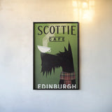 Scottie Cafe by Ryan Fowler. shown as a paper print in a black flame. Available as a archival giclee rolled canvas, fine art paper, or poster print. SKU 34882h.