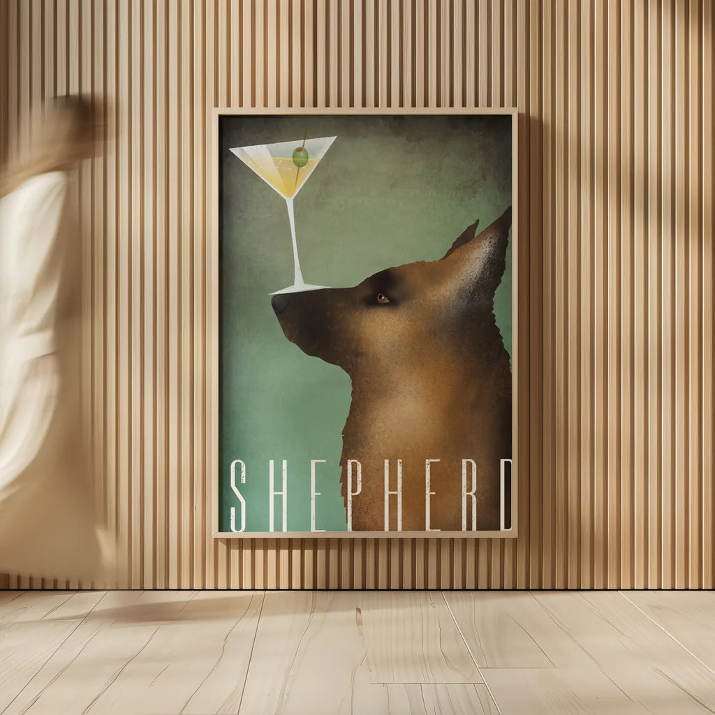 Shepherd Martini by Ryan Fowler. shown as over sized large wall art. Available as an archival giclee rolled canvas, fine art paper, or poster print. SKU 31278h.