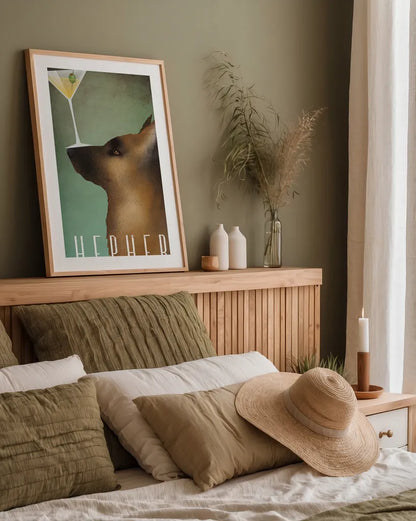 Shepherd Martini by Ryan Fowler. shown as a paper print in a natural frame. Available as a archival giclee rolled canvas, fine art paper, or poster print. SKU 31278h.