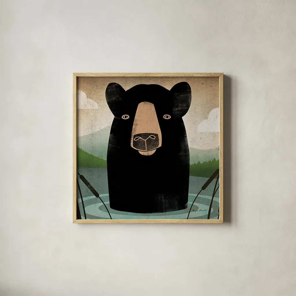 Skinny Dip Crop by Ryan Fowler. Shown in a natural wood glass frame for a timeless modern aesthetic. Available as an archival giclee rolled canvas, fine art paper, or poster print. SKU 12104a.