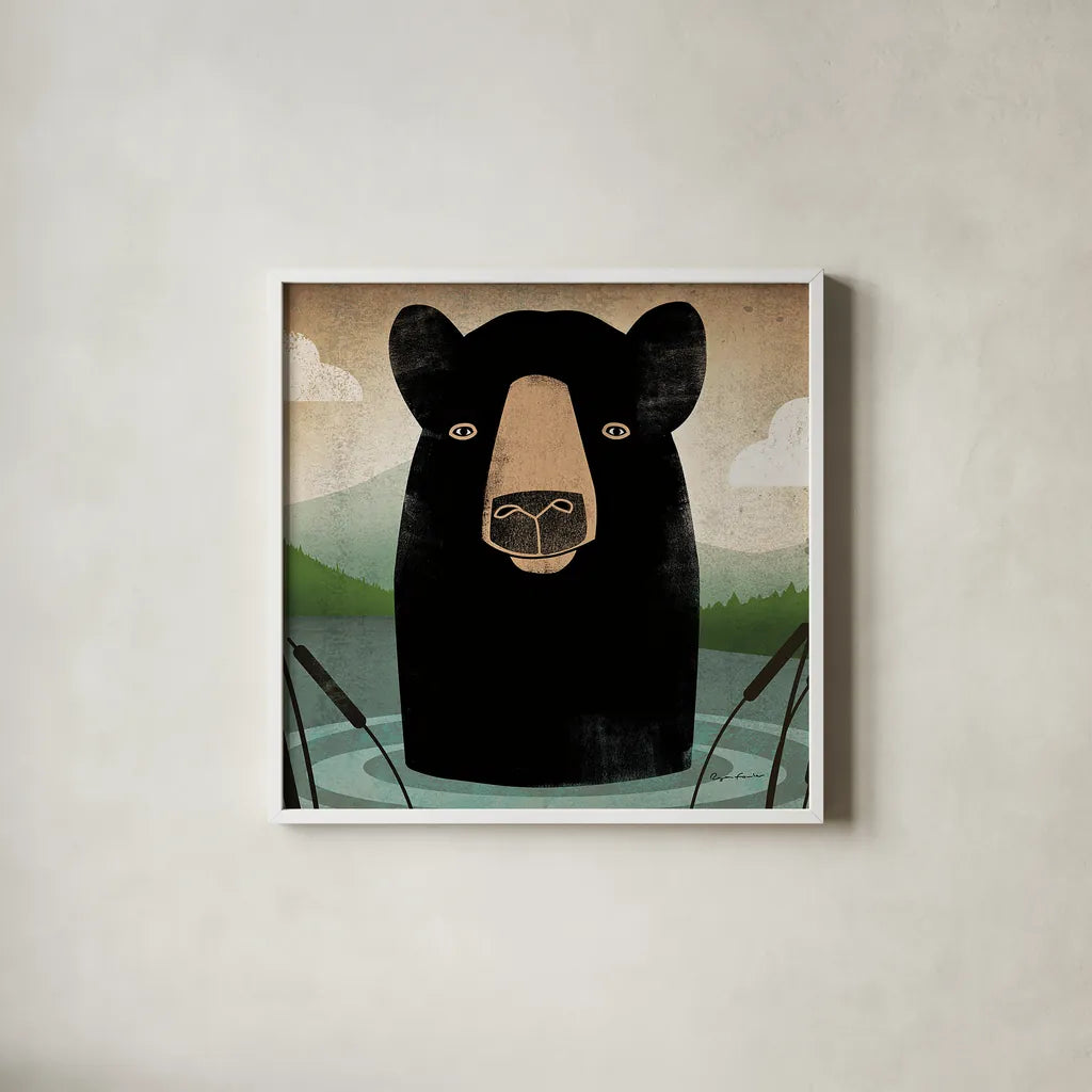 Skinny Dip Crop by Ryan Fowler. Shown in a crisp white glass frame for a clean and minimalist style. Available as an archival giclee rolled canvas, fine art paper, or poster print. SKU 12104a.