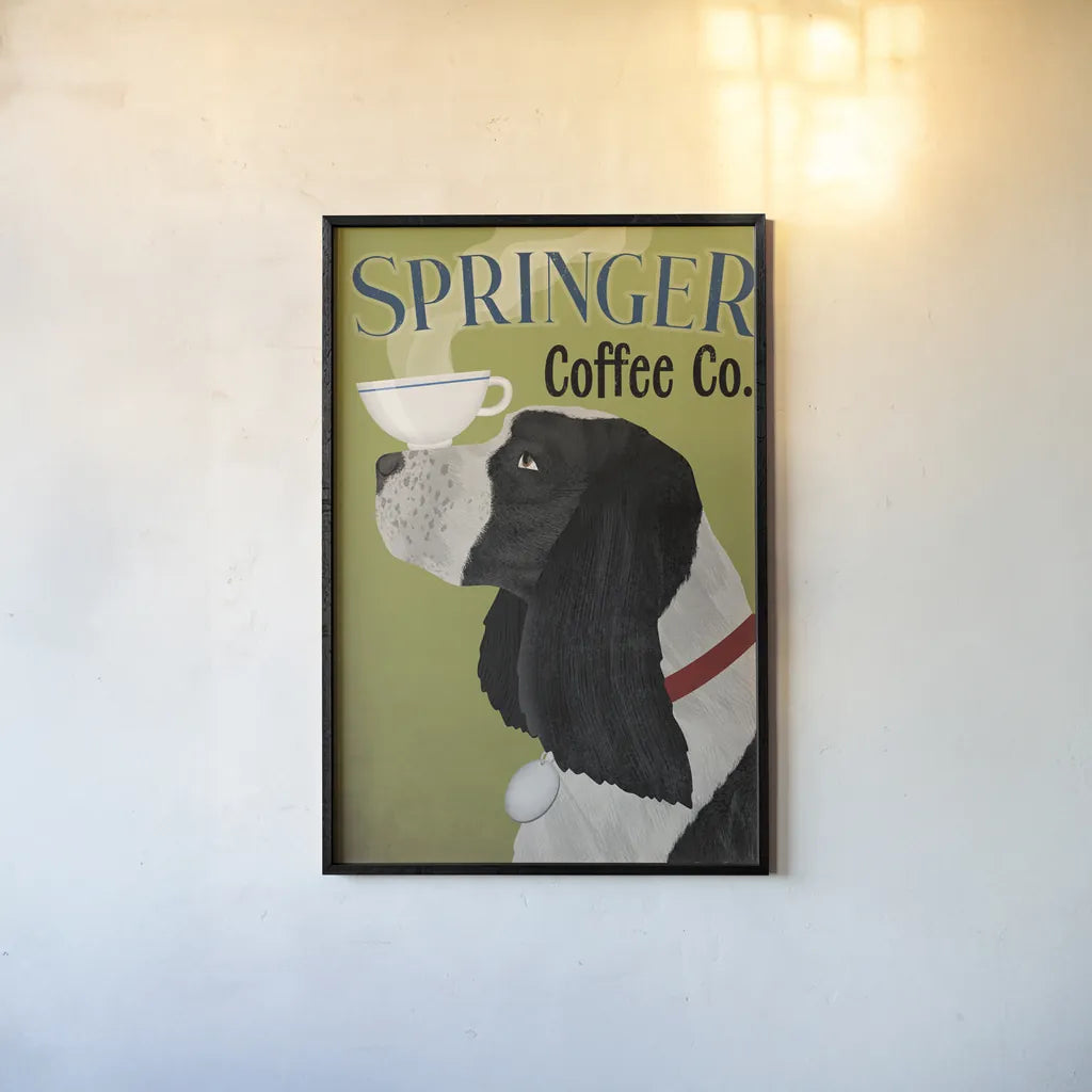 Springer Coffee Co by Ryan Fowler. shown as a paper print in a black flame. Available as a archival giclee rolled canvas, fine art paper, or poster print. SKU 79508h.